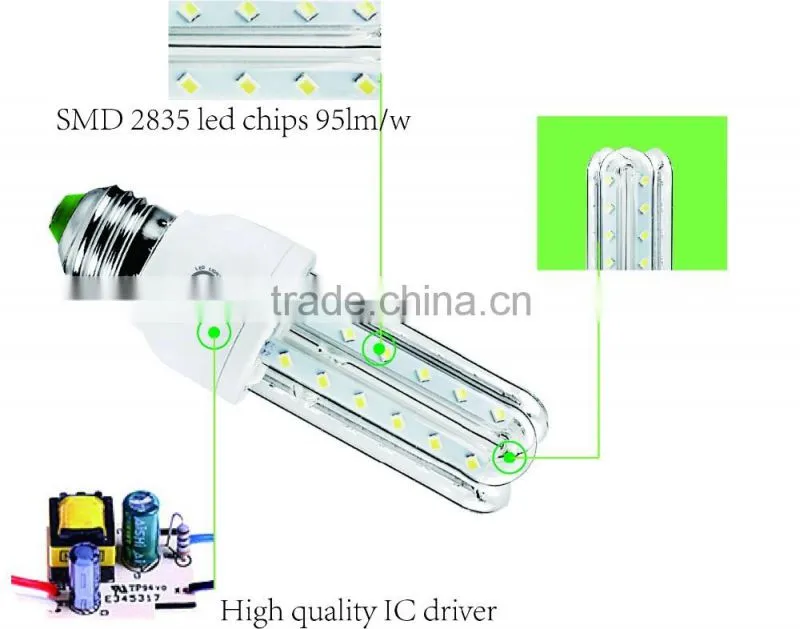U shape led energy saving light bulb lamp 3w 4w 5w e27 led corn lamp bulb