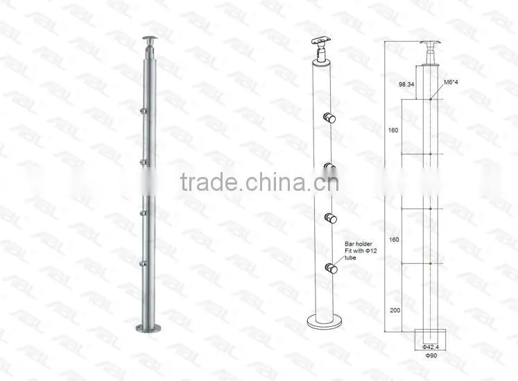 handrail glass railing fence post accessory fitting for Stainless Steel balustrade