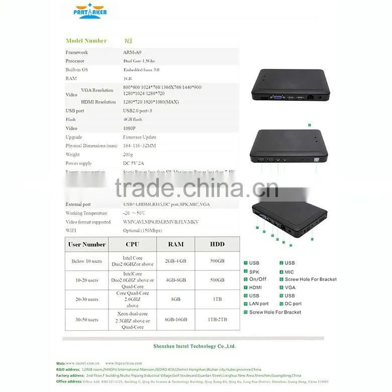 2015 Newest Multi Language ARM A9 Quad Core RDP 7.1 Linux N3 X3 workstation Thin Client
