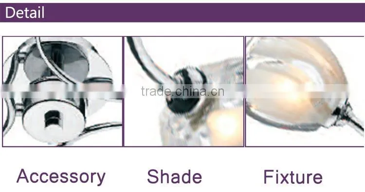 modern decoration transparent glass E14/E27 ceiling lamp