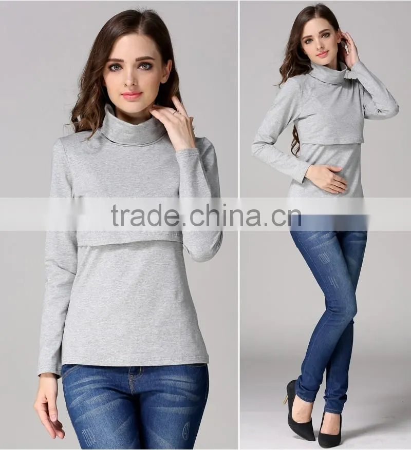 Autumn and winter Turtleneck Nursing Tops for Pregnant Women