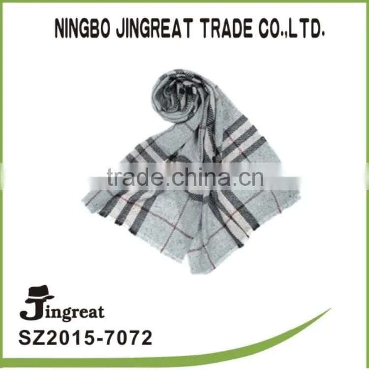 2015 style checked pattern black gray keep warm woven scarf