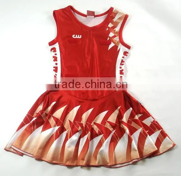 new designer women zipper placket sublimation printing netball dress