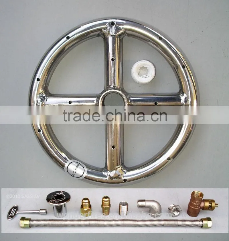 6" 12" 18" 24" 30" 36" Stainless Steel Fire Pit Burner Ring KIT Natural gas