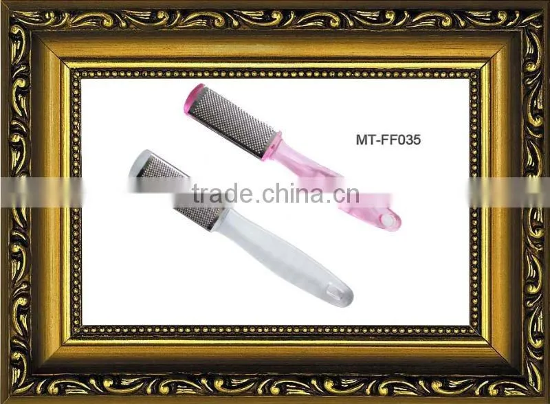 Fashion display box hot pink plastic/glass foot files with long handle