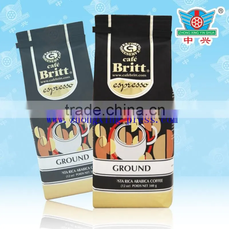 Custom printed Aluminum Foil coffee pouch with Coffee Packaging Bags