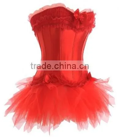 Wholesale Sexy Red Satin Corset With Tutu