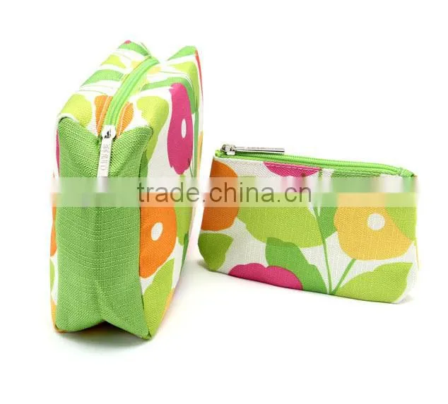 2015 new design 600D polyester PVC printing zipper cosmetic bag