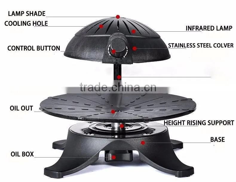 Two types smokeless 3D infrared gril BBQ with low price HJ-BBQ00N