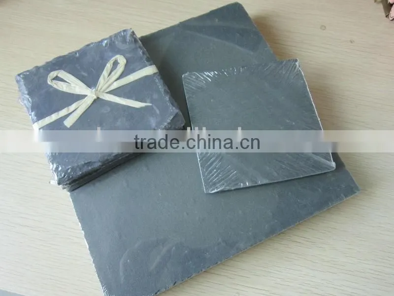 JiuJiang quarry round black natural slate stone coaster
