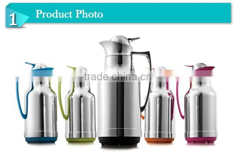 2014Colorful double wall glass inner coffee jug water machine,sport pot (JGAD-C)