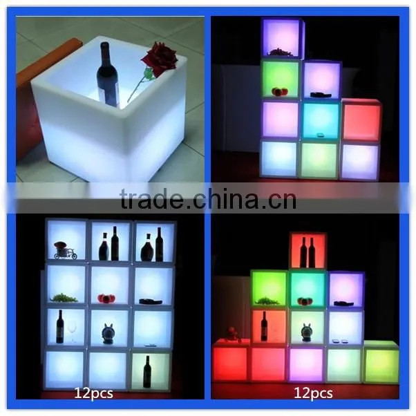 SQUARE LIGHT BOX GLOWING CUBE SEAT LED WINE BOX SHELF