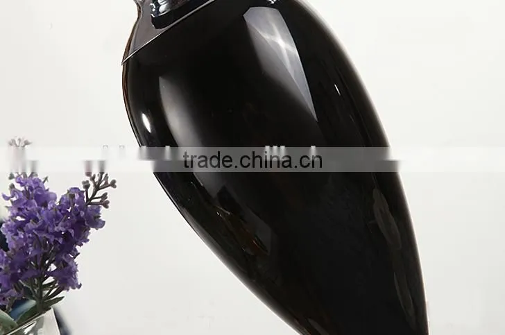 Vase shape black K9 crystal table lamp with lampshade