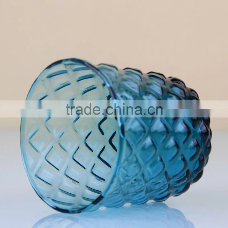 High quality rhombus stripe glass cup