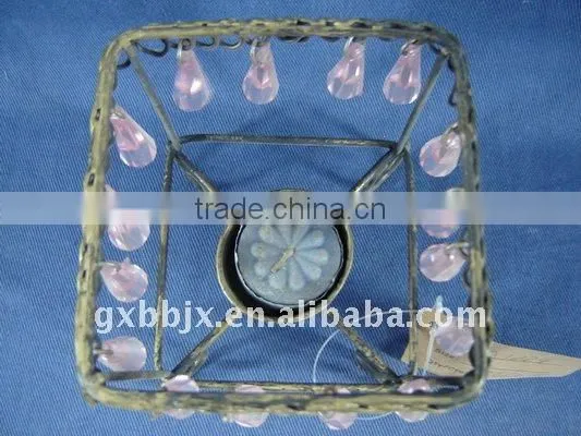 Pearl black wire rectangle decorative taper candle holder