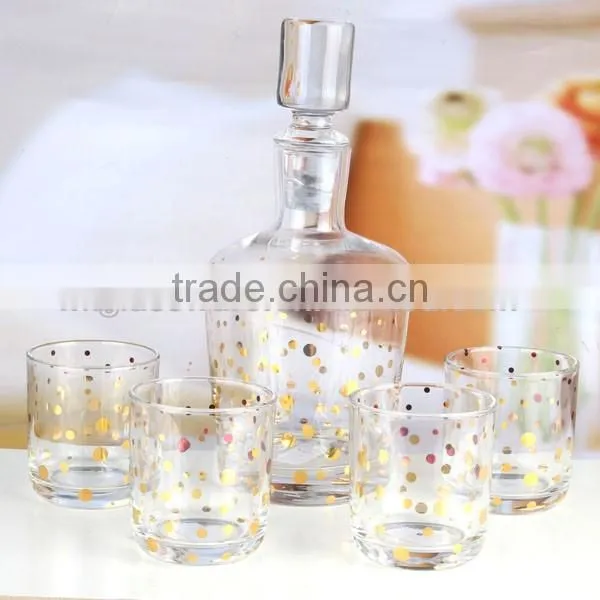 set 6 Luxury Wine Glass Bottle with four glass cups