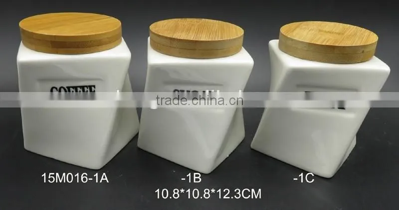 Porcelain ceramic storage jar with lid
