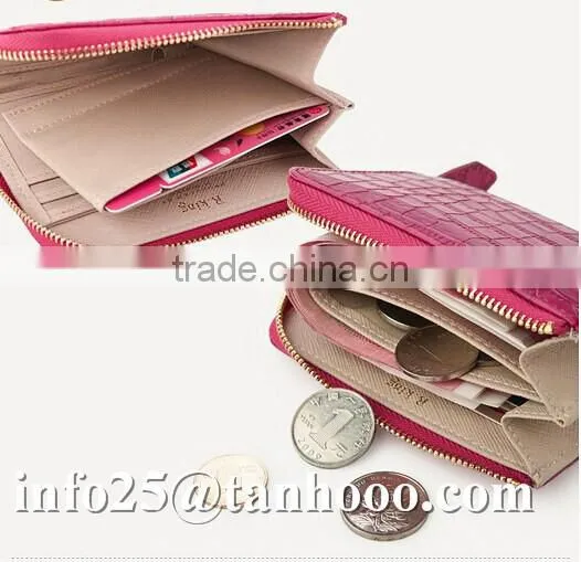 Sexy clip/crocodile leather women purse/leather coin bag