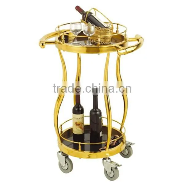 Elegant and smart stainelss steel liquor cart food serving trolley for hotel C-46