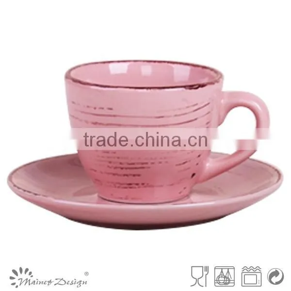 Fashionable design ceramic stoneware tea cup and saucer modern coffee mug and saucer
