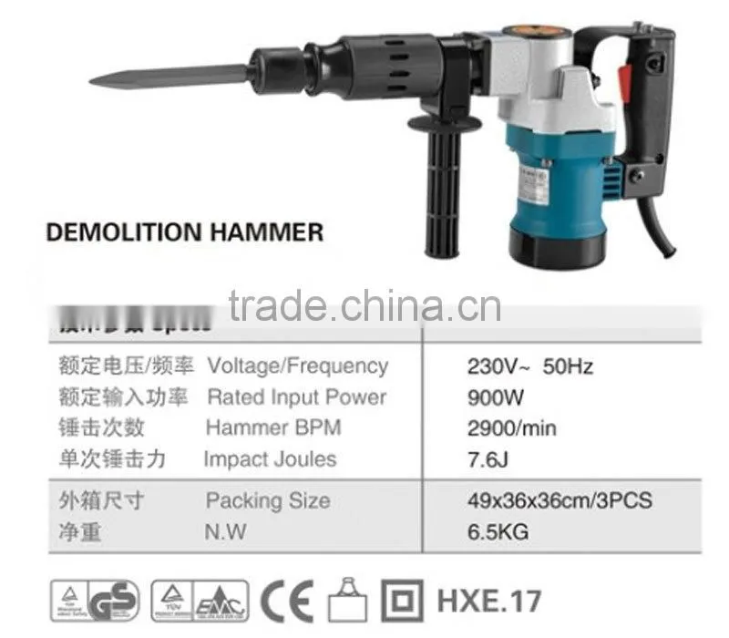 Lightest 1050W Power Rock Concrete Demolition Jack Hammer Handheld Electric Hydraulic Breaker Hammer