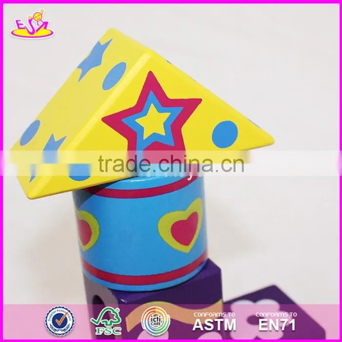2017 New design children preschool imagination building block wooden bricks toys W13A108