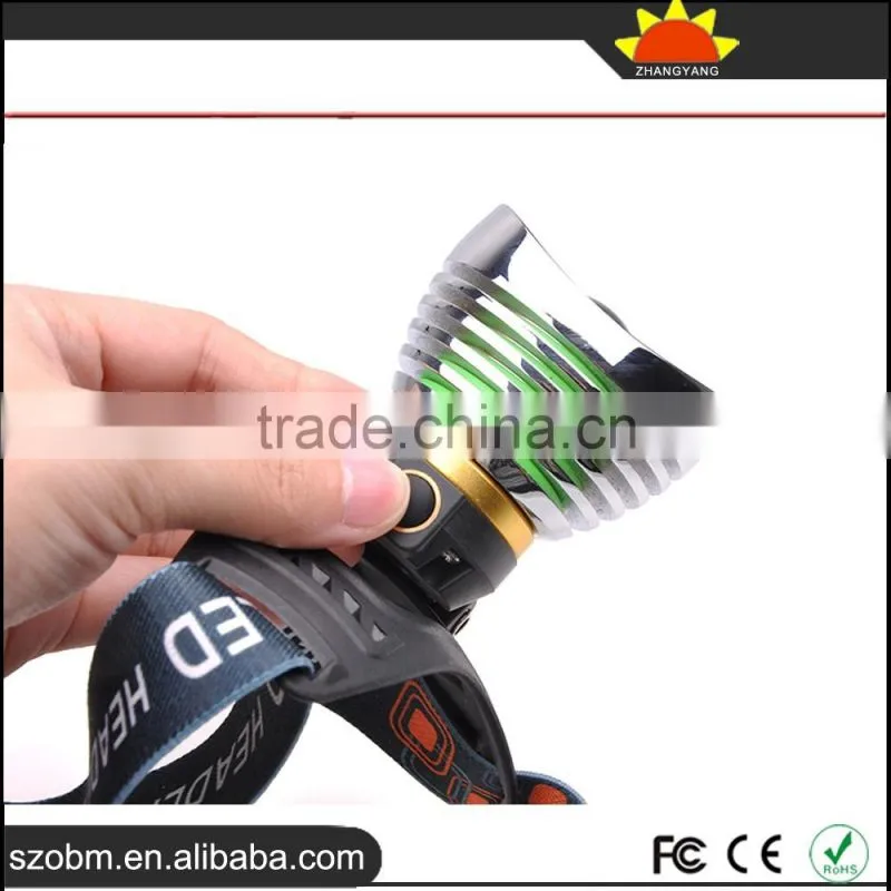 OEM XML-T6 LED 1000 Lumens 3 Mode Zoom Gold ingot shape LED Headlamp