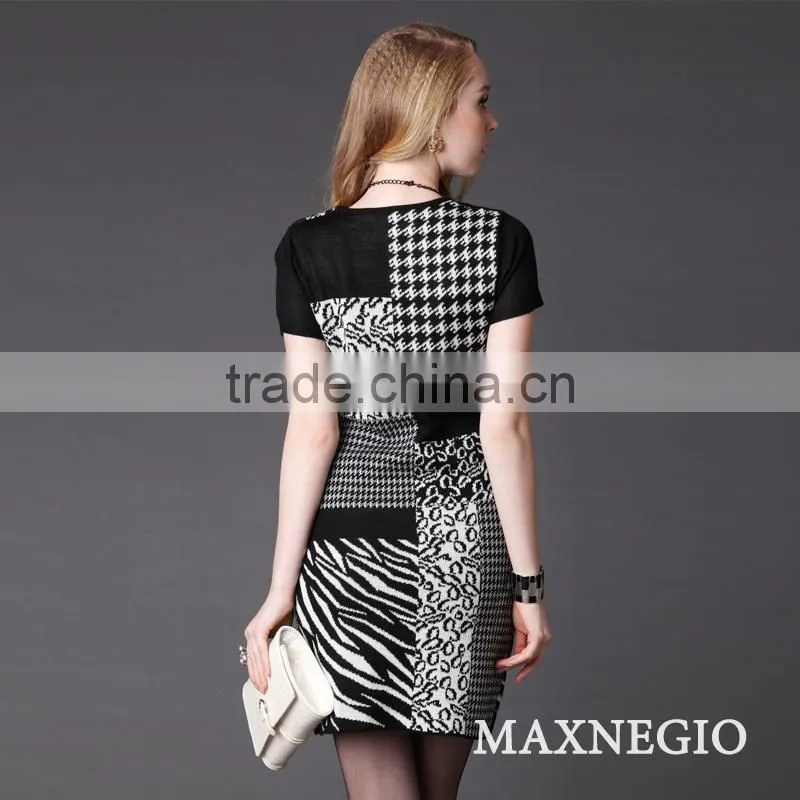 New models short sleeve fur fabric women sweater dress