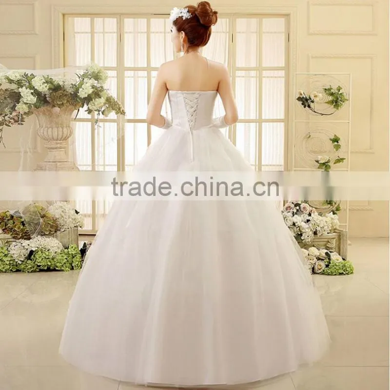 High quality strapless pleats muslim wedding dress
