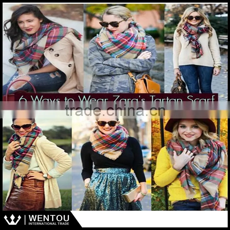 Wholesale Oversized Plaid Tartan Blanket Scarf