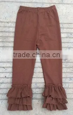 2015 girls ruffle leggings solid colors kids cotton pants wholesale girls triple ruffle pants