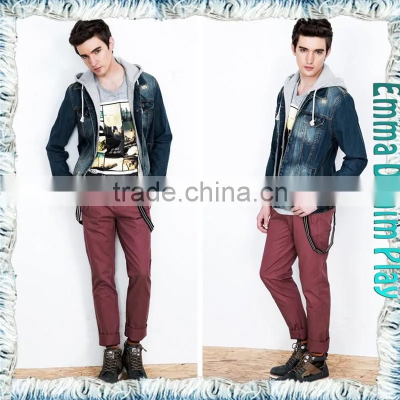 Spring & Fall Casual Wear Indigo Mens Hooded Short Denim Jackets Wholesale