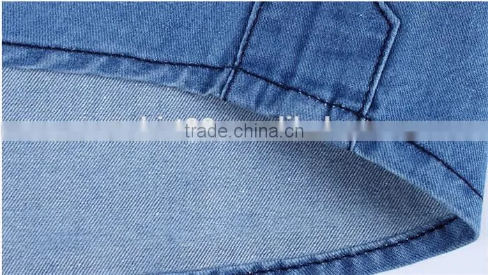 2016 New design men printed washed denim casual shirt , cowboy shirt