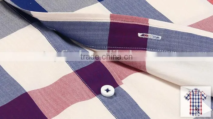 Wholesale Latest design Egyptian cotton Italian short sleeve plaids dress men shirt