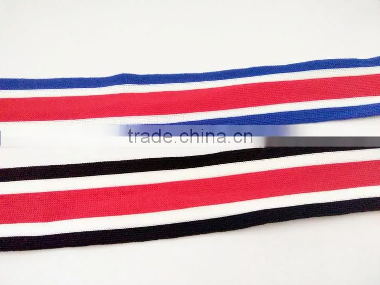 hot sale three colors strip ribbon colorful knitted nylon band