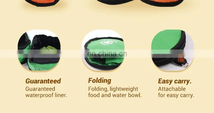 Double Foldable Water Proof Camping Pet Travel Bowls Dog Food Bag