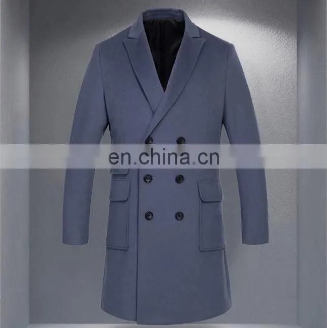 New Fashion High Quality USA European Clothes Slim Fit Double Breasted Wool Cashmere Men Overcoat