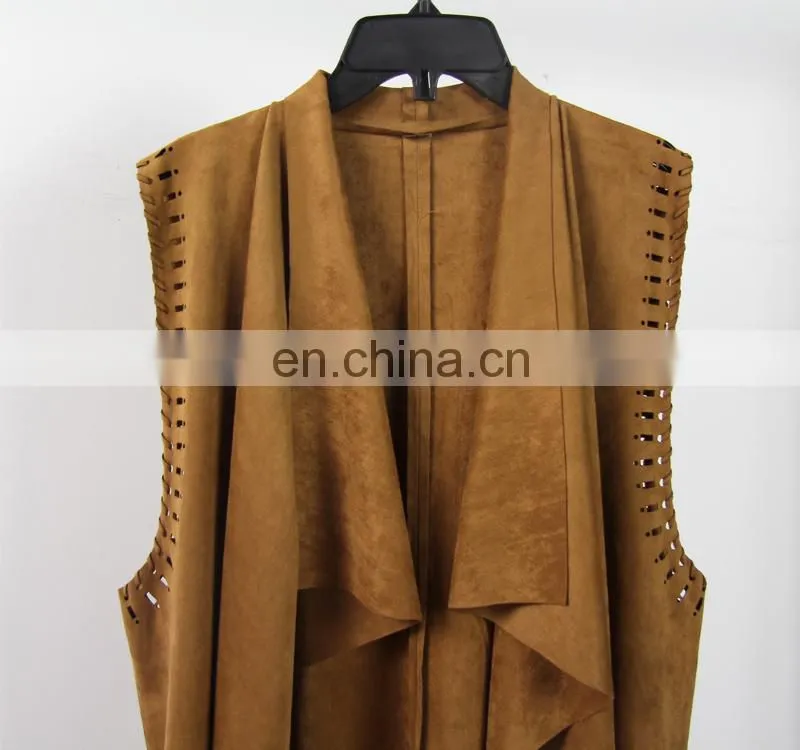 2016 women's cut and sew suede top for women