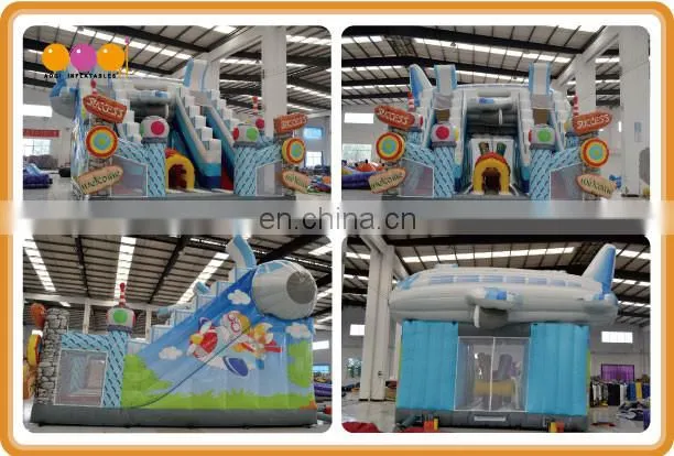 2016 AOQI newest design fun airport gaint inflatable slide double lane for kids