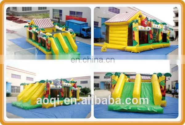 AOQI interesting house inflatable combo slide for sale