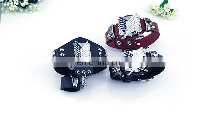 Fashion cool euramerican style decorative rivet punk thick leather bracelet