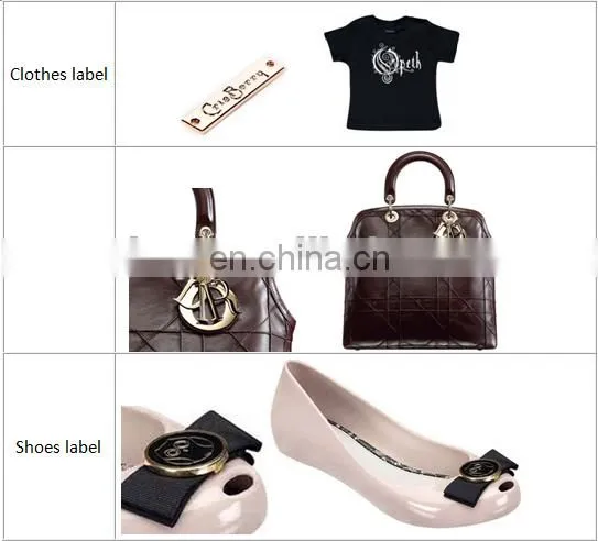 2017 new type custom wholesale cheap metal leather garment labels for handbags