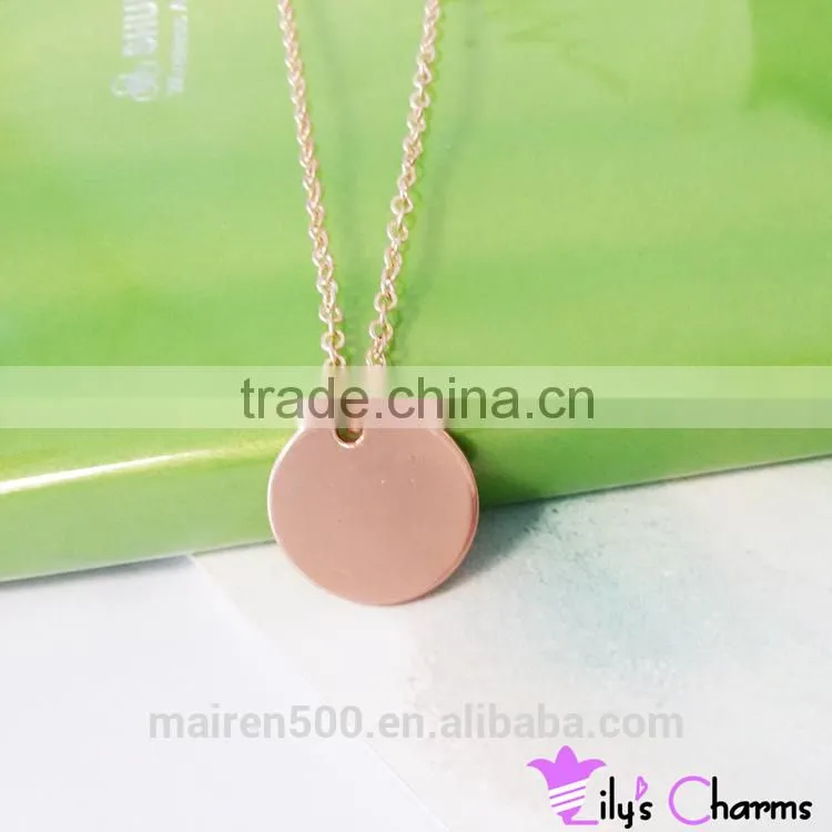 2015 New hot Monogram charm initial letter disc necklace jewelry