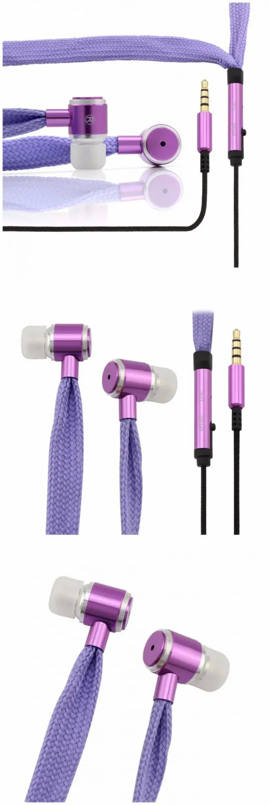 Fashionable Shoelace Stereo Handfree Headphone with metal shell