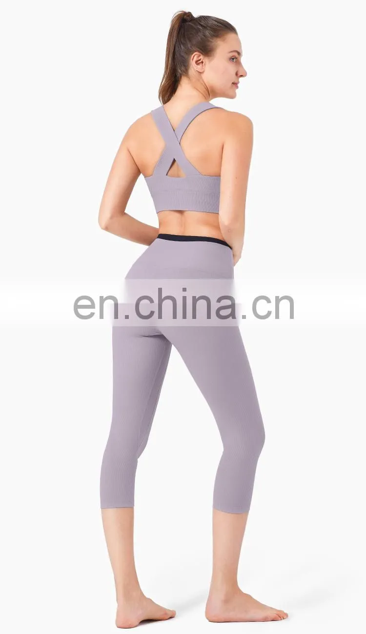Lightweight Custom Logo Sport Active Wear Yoga Sets High Waist Two Piece Yoga Sport Suit