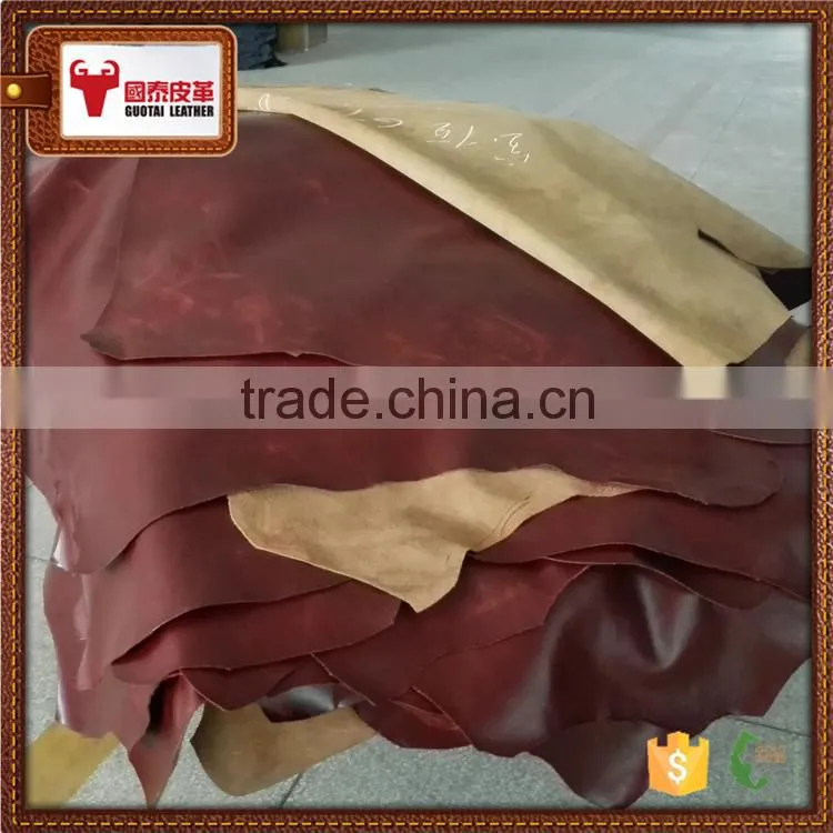 China Crazy horse distressed cow hide leather for vintage wallet, purse