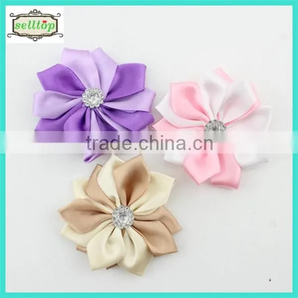6cm satin ribbon handmade flowers for baby clothes