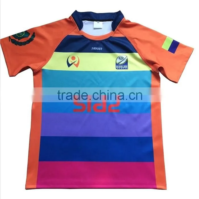 latest short sleeve rugby jersey sublimation cheap custom rugby jersey