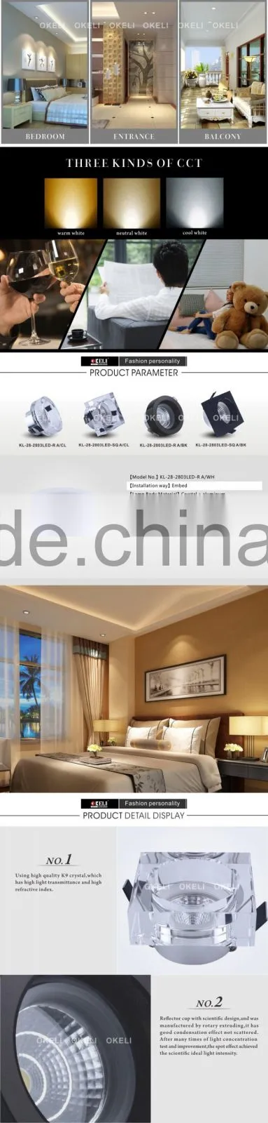 High quality K9 crystal downlight,round led downlight