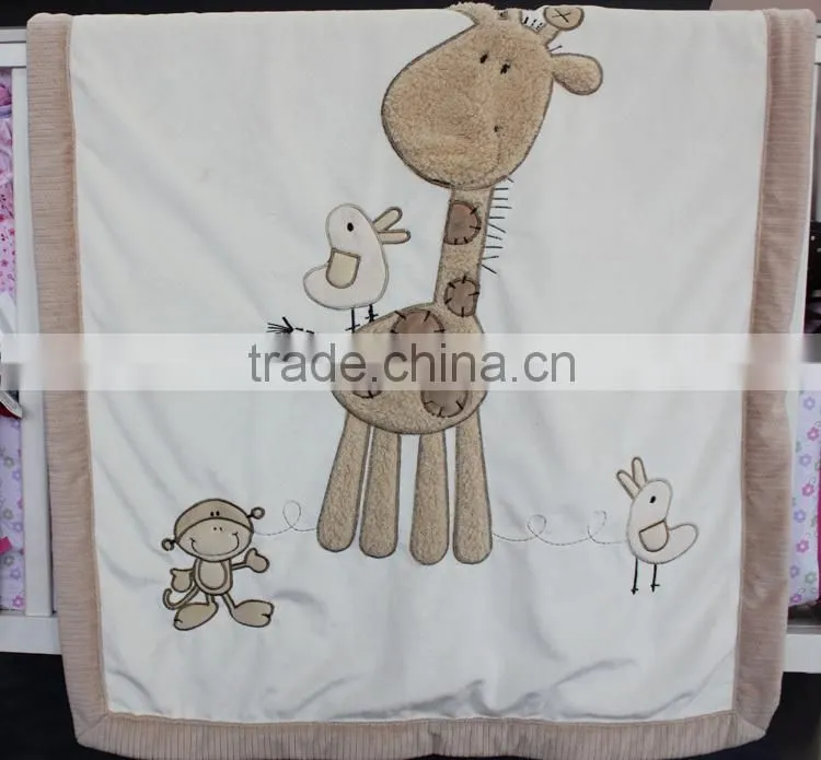 2015 new design applique 100% cotton OEM baby fluffy fleece blanket